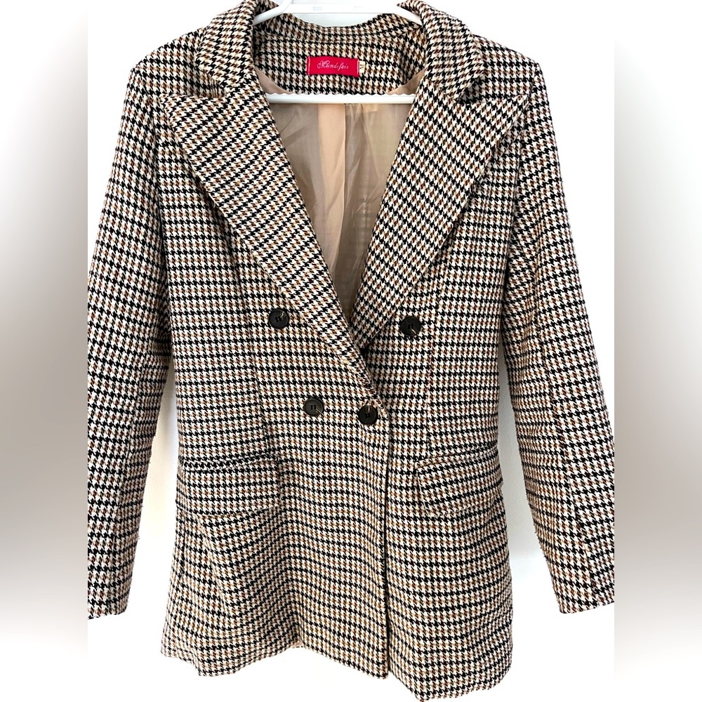 Neutral Houndstooth Women's Blazer